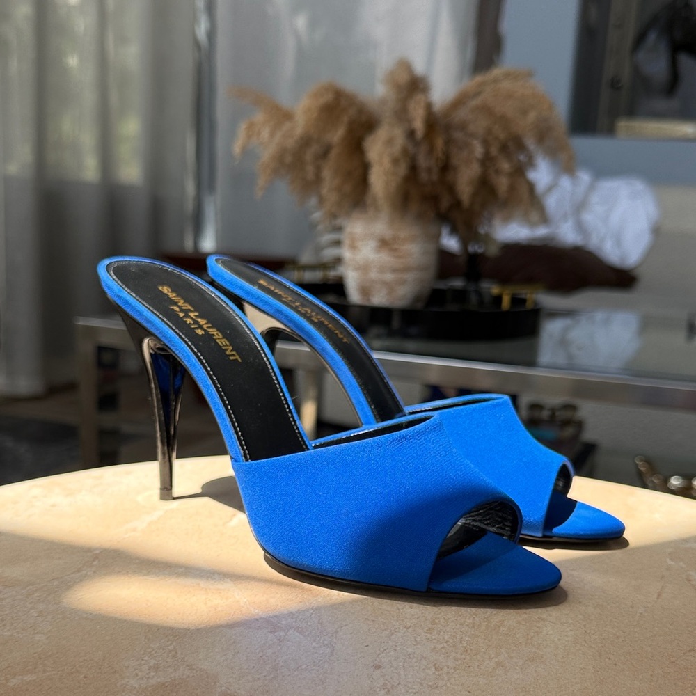 Saint Laurent Vibrant Blue Open-Toe Heels